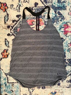 Nike Gray Striped Racerback Tank Top